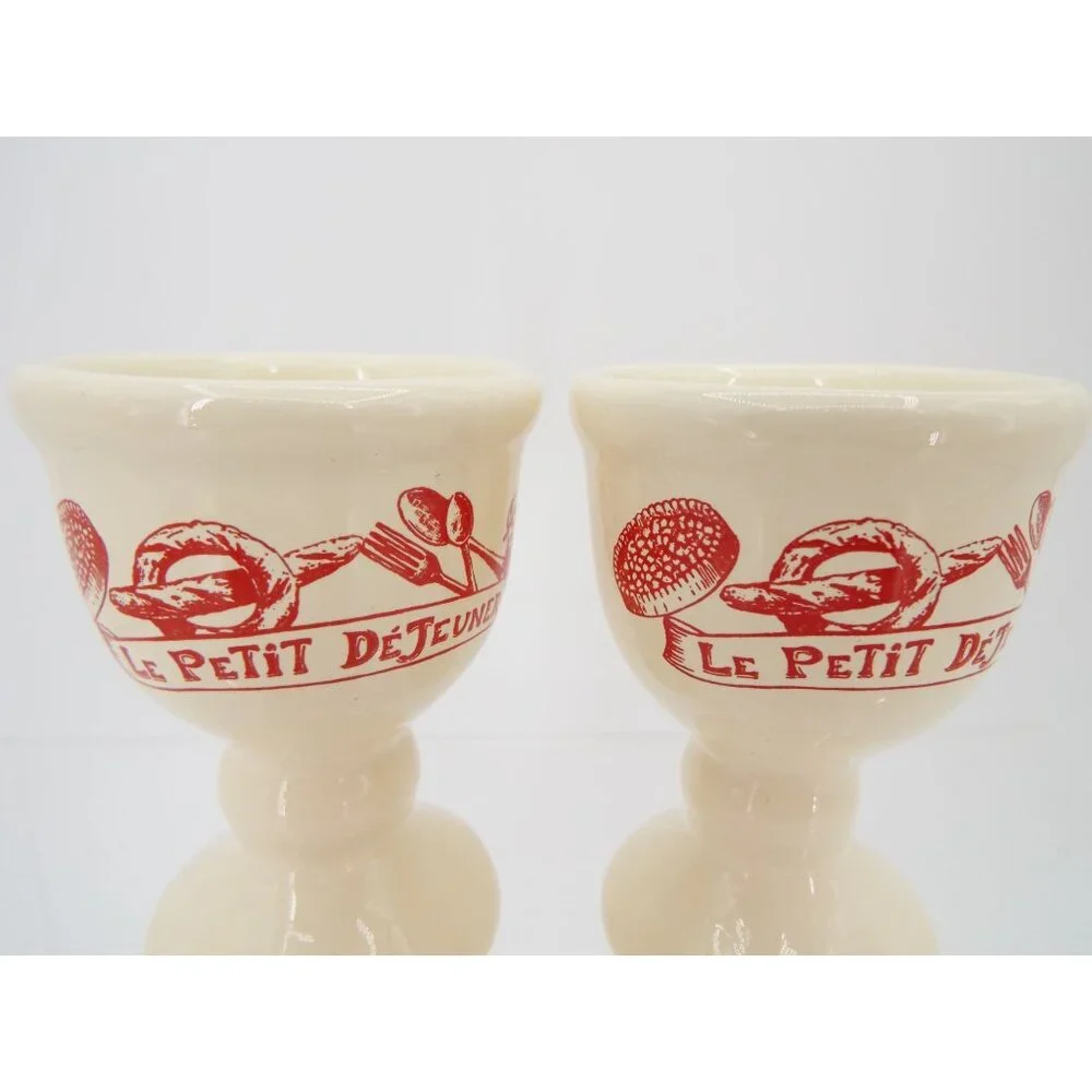 Pair of Le Comptoir De Famille France Le Petit De'Jeuner Egg Cups - Picture 7 of 9